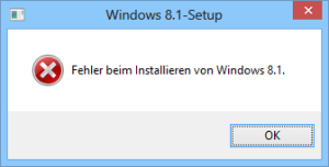 Error during installation of Windows 8.1
